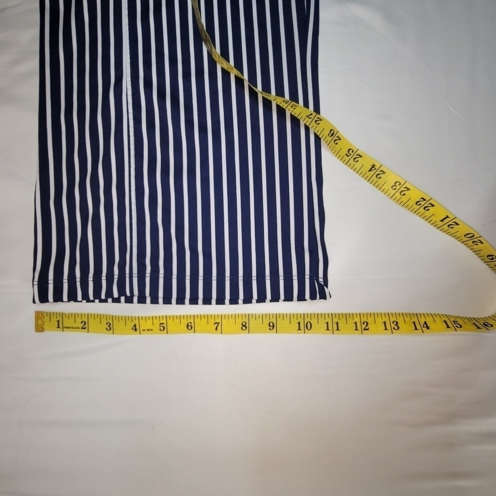 Robert Louis Wide Leg Cropped Navy Blue & White Striped Pants Womens Size Small - Picture 12 of 12